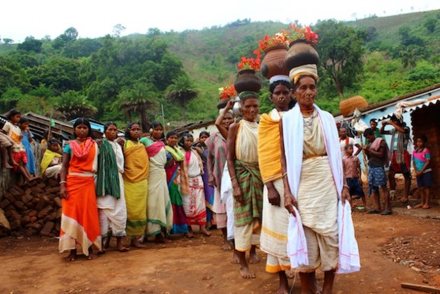 Priestesses from the Dongria Kondh tribal community in the eastern Indian mountain range of Niyamgiri perform an elaborate ritual before setting out on a quest for ancient seeds.